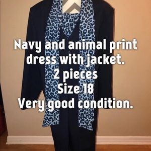 Navy and blue animal print dress suit